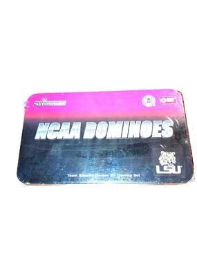 NCAA LSU Tigers Domino Set Games Louisiana State Logo College Tin Gift Tailgate